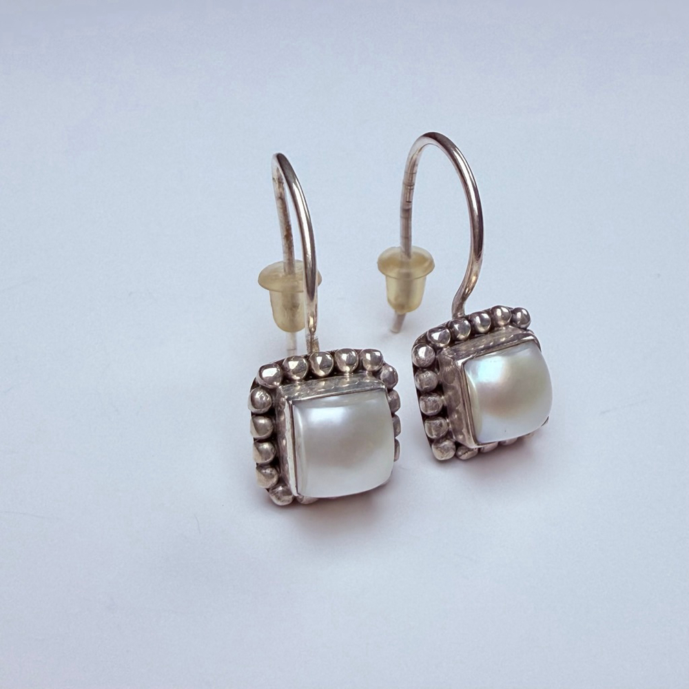 Silpada Pearl Button Square Dot Frame Sterling Si… - image 2